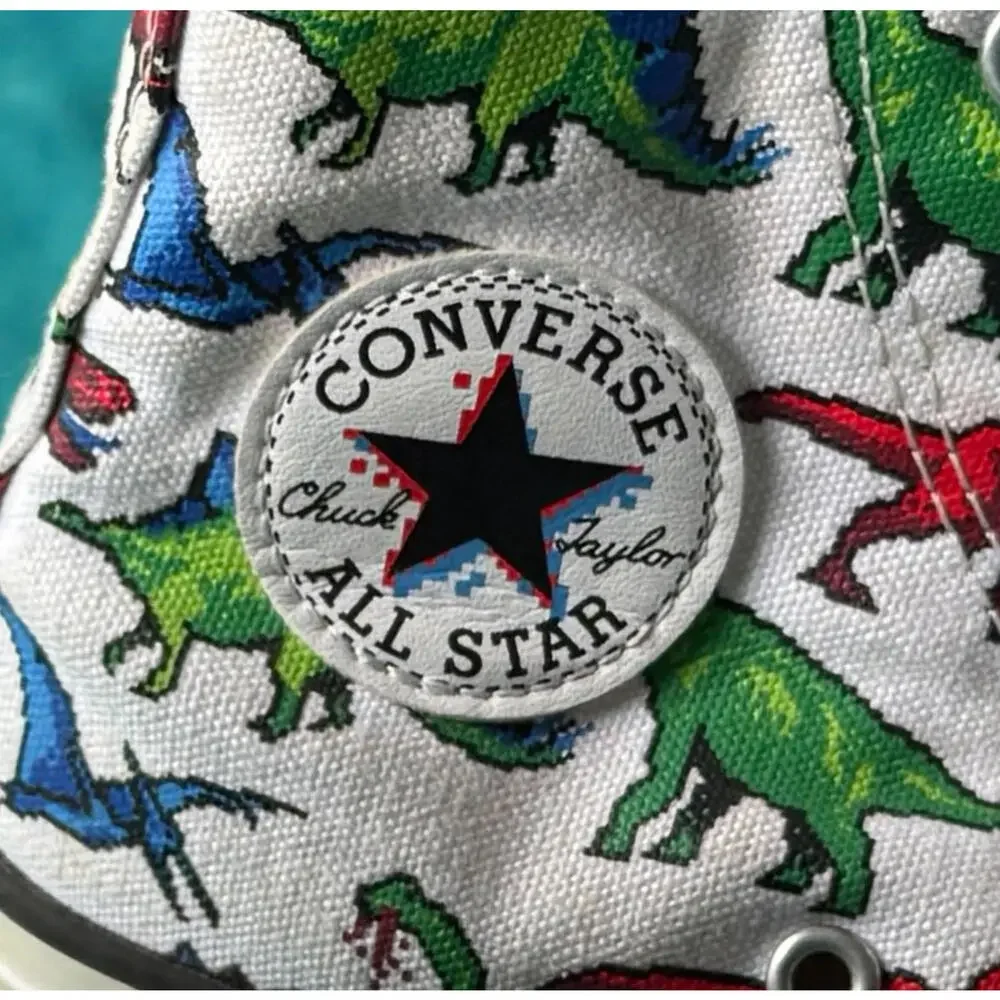 Converse Chuck Taylor All Star dinosaur print high‎ top sneakers size 2 youth